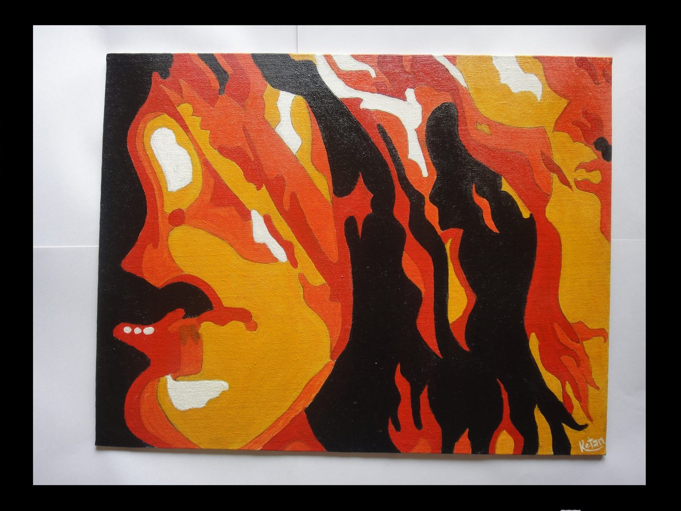 Abstract painting in fire tones